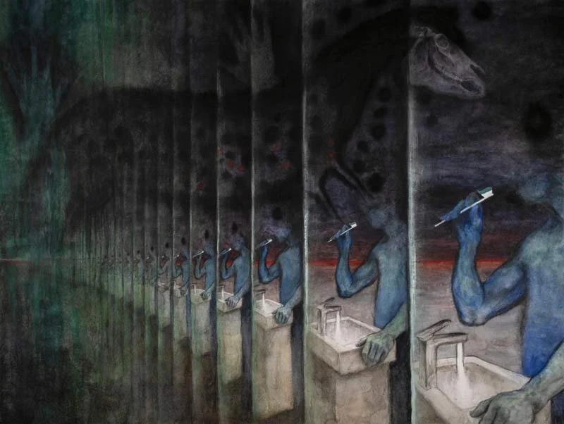   Infinity Mirror , 2024, watercolor, charcoal, graphite, and soft pastel. Courtesy of the artist. 