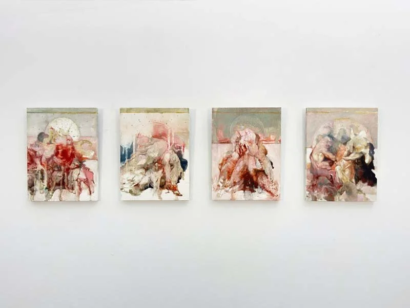   Four Mockeries , 2025, oil on canvas. Courtesy the artist. 