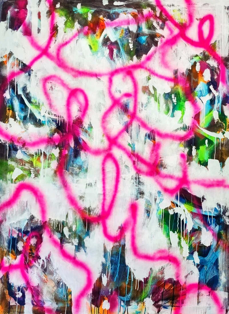   Untitled , 2024, mixed media on denim. Courtesy of the artist. 