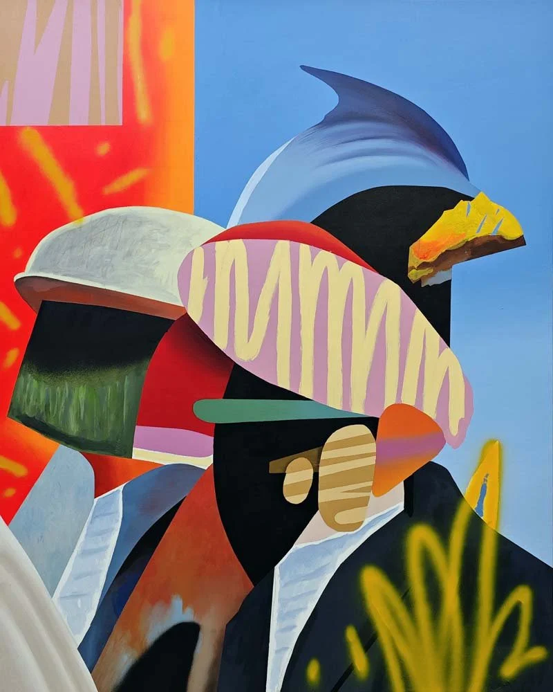   Ucello , acrylic, oil stick, and spray on canvas. 