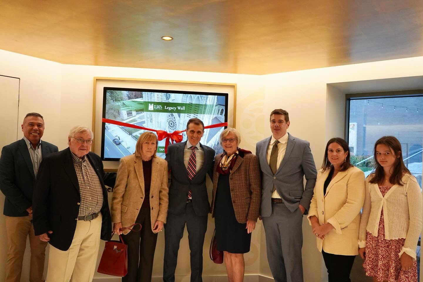 Homecoming weekend was extra exciting this year! Not only did we have the joy of welcoming so many alumni and friends back to the Newman Center, but we were also finally able to unveil our brand new Newman Legacy Wall! This wall has been a long time 
