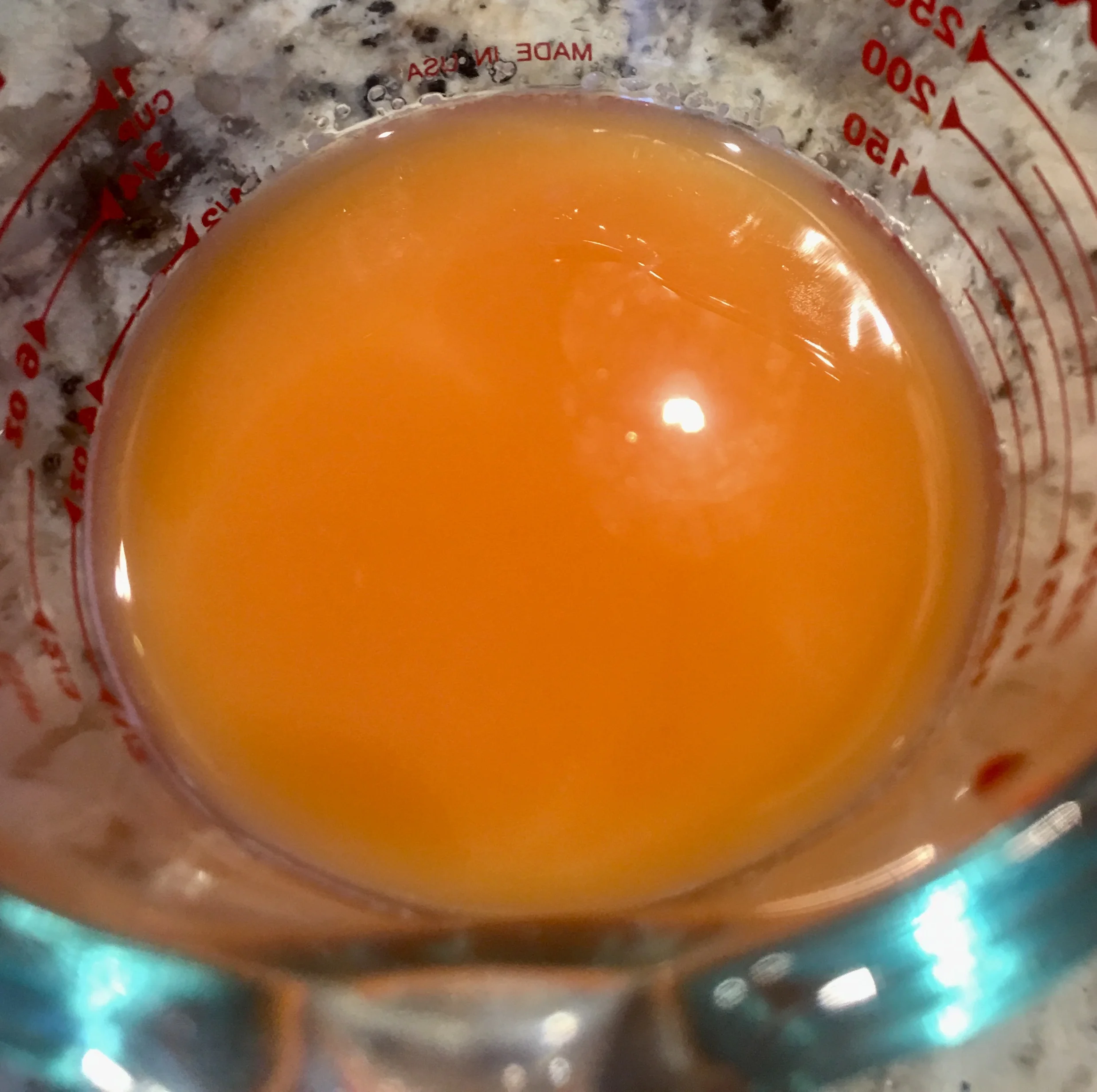Fresh squeezed Blood Orange juice is more red and spookier than regular orange juice!