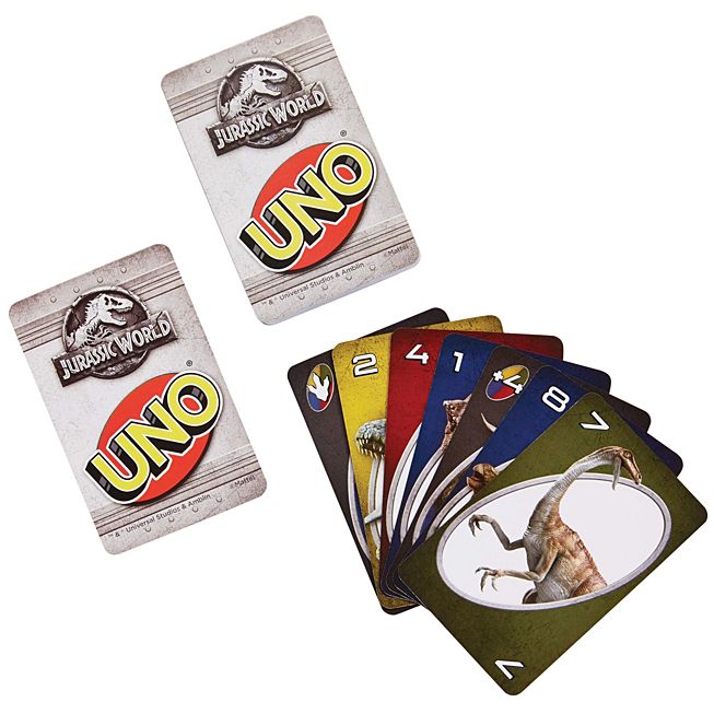 Jurassic World Uno Cards and Packaging