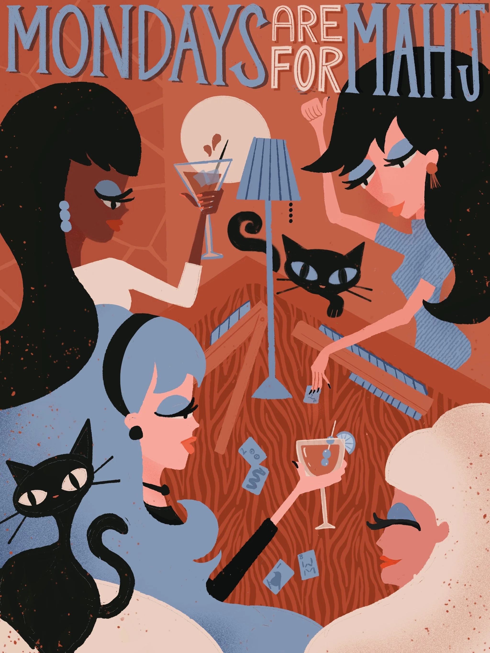 Mahjong Party Illustration 