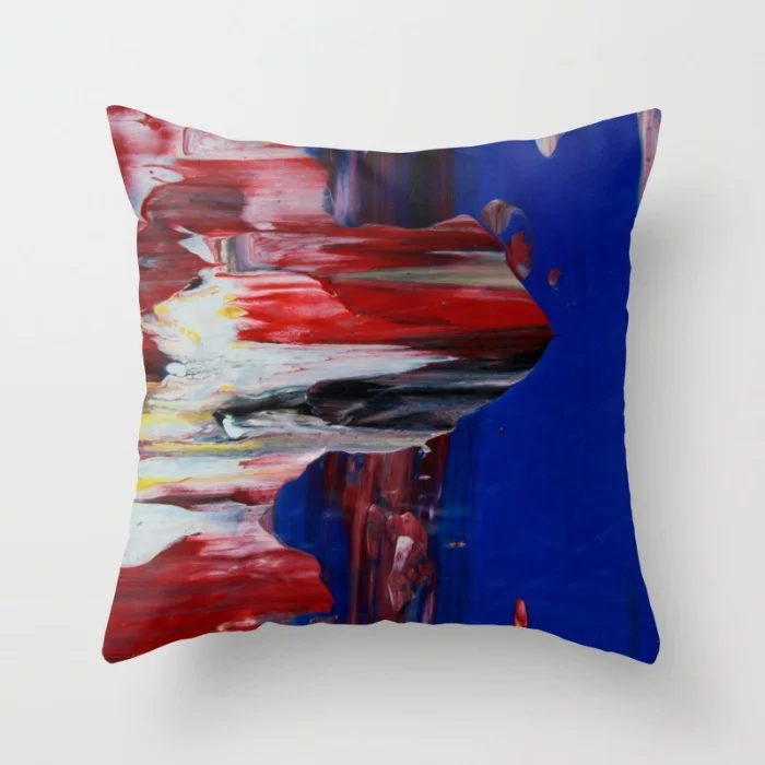Blue Pillars on Red - Detail #1 Buy Pillow here.