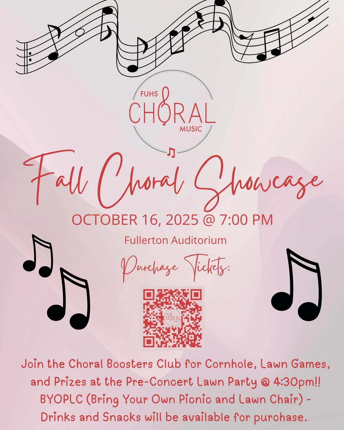 We are excited to announce our Fall Choral Showcase!  Link for tickets in our bio! You are also invited to join our Choral community at a pre-concert picnic at 4:30- bring your dinners and chairs and enjoy the nice weather. Drinks and snacks on sale 
