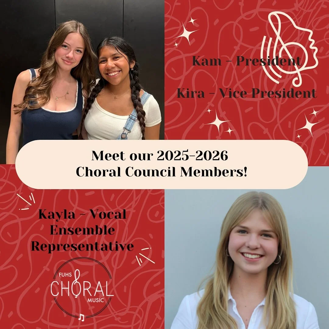 Meet our Choral Council members for 2025-2026! Thank you all for your service and leadership for this school year!