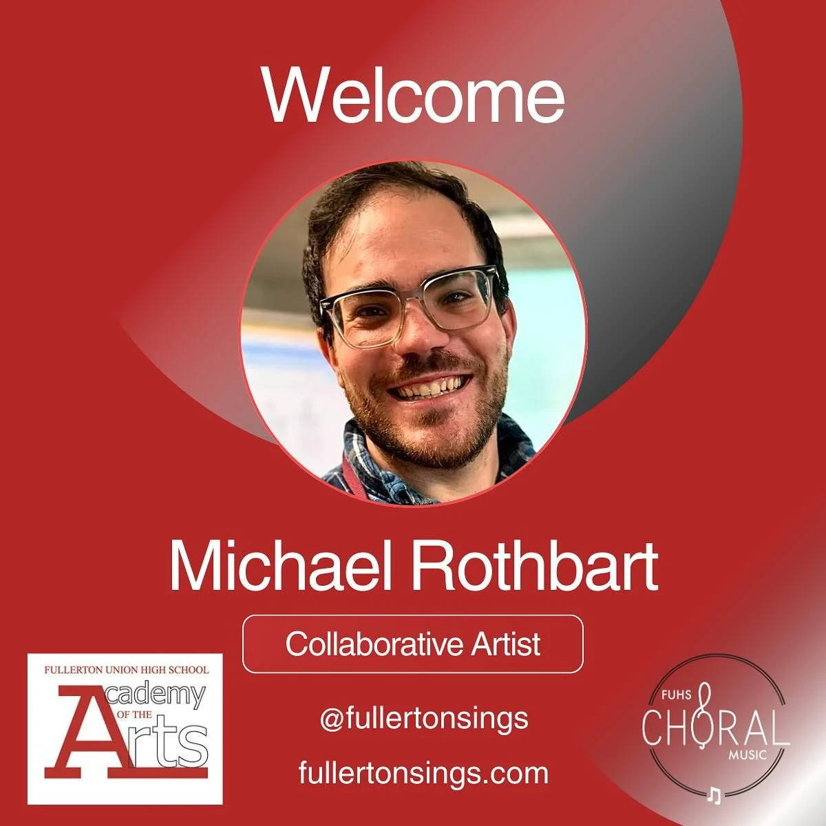 We&rsquo;d like to welcome our new Collaborative Artist and Assistant Conductor, Michael Rothbart!  LA-born music educator, choral director &amp; pianist. He&rsquo;s taught choirs across LA, leads music at Temple Akiba, and brings his passion for mus