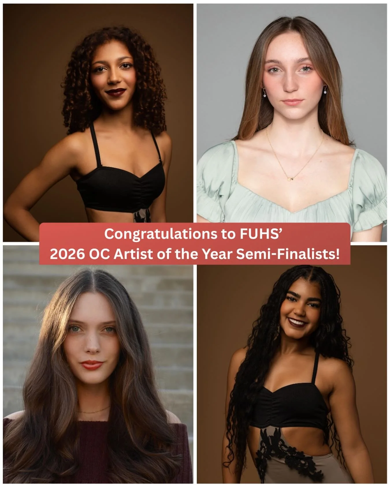 Fullerton Union High School is proud to celebrate four outstanding students who have been named semifinalists for the 2026 Orange County Artist of the Year. Selected from a talented pool of 228 juniors and seniors across the county, this recognition 