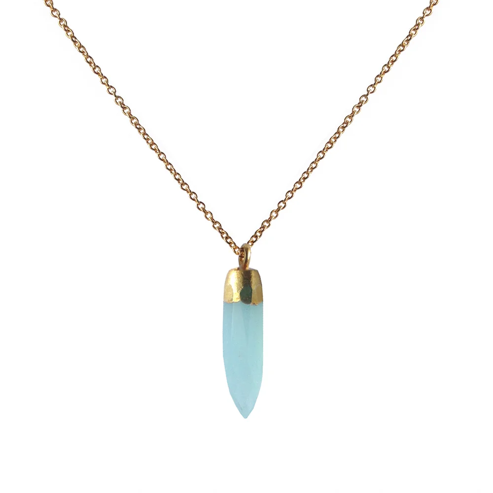Aqua Chalcedony Spike Necklace — Panzell Jewelry