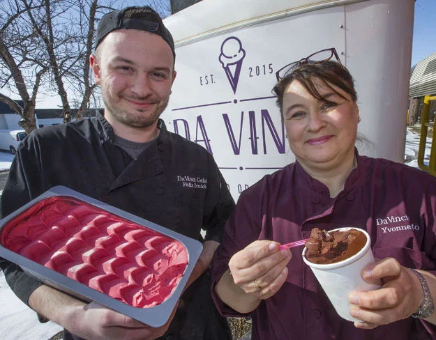 Da Vinci Chief Operating Officer Felix Irnich and Yvonne Irnich, the St. Albert company's Chief Executive Officer have steadily built the local business up from its humble roots in 2015 and now have products in city restaurants and grocery stores and are expanding operations in Riel Business Park. Photo credit: CHRIS COLBOURNE/St. Albert Gazette