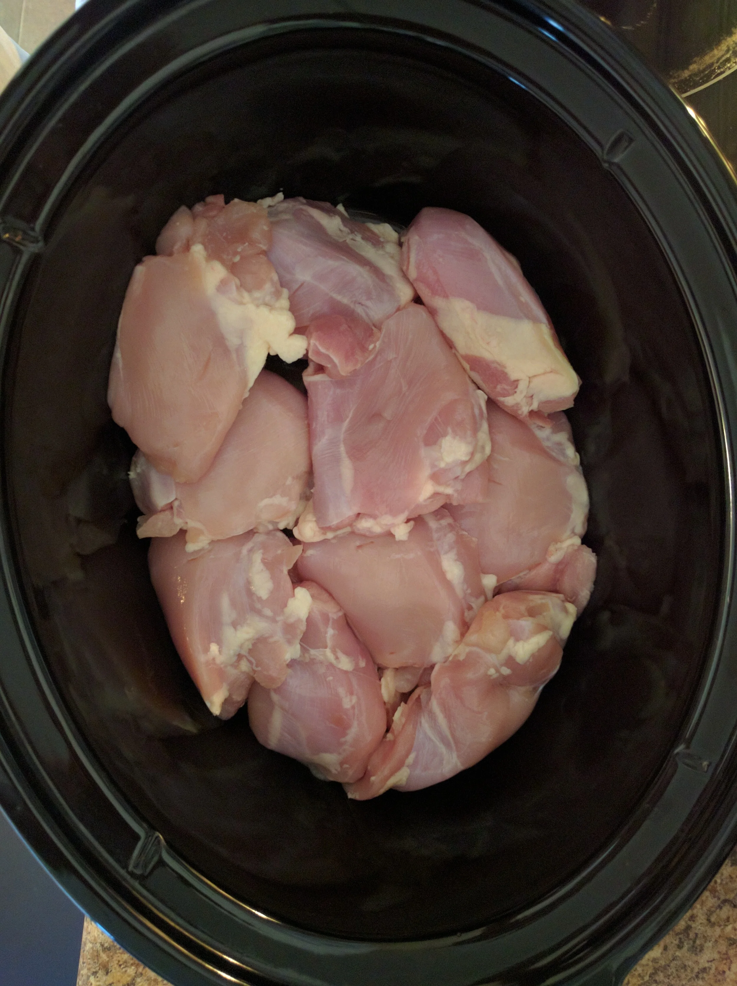 You definitely want to use boneless thighs for this recipe. The darker meat pairs really well with all the other bold tastes. These are Harvest Farms organic thighs from Ingles.
