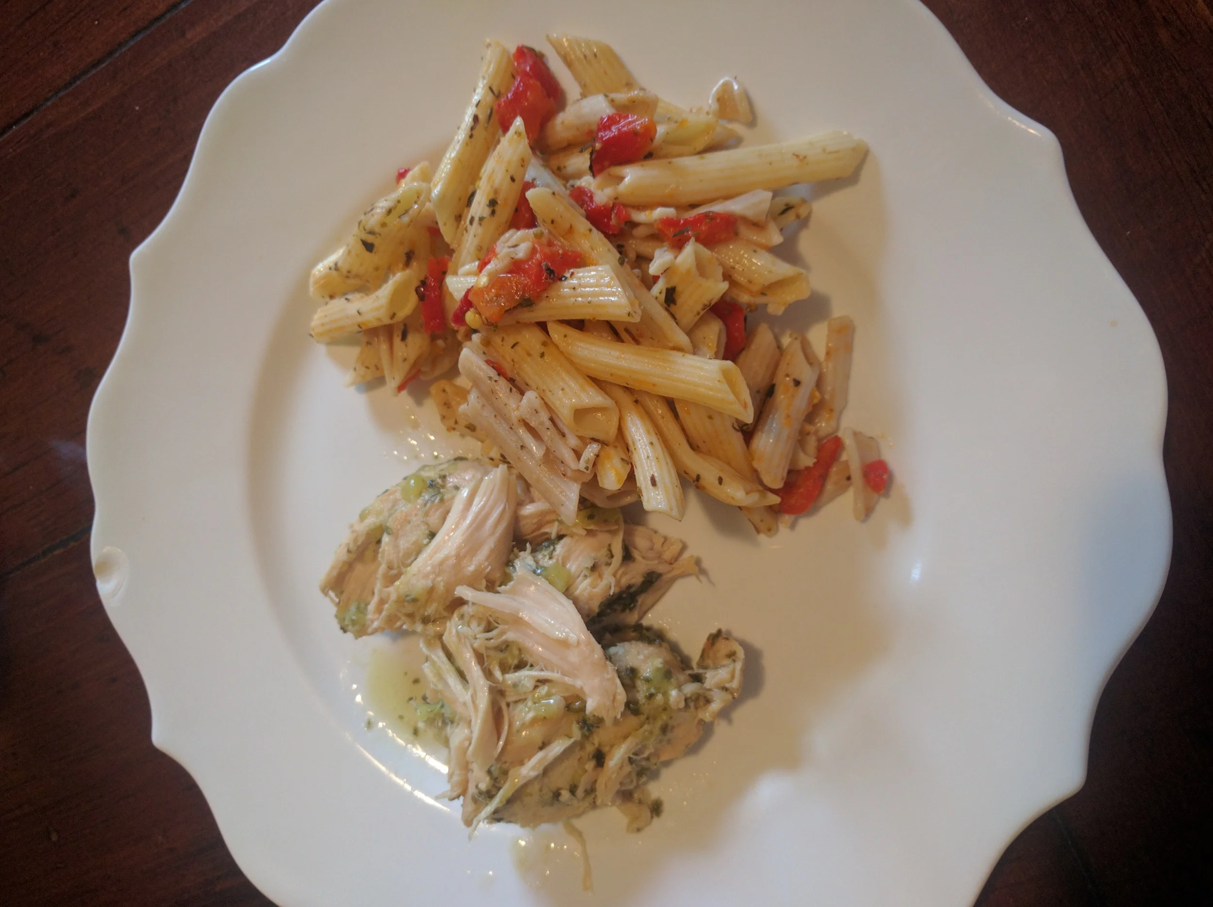 Scrumptious! Any chicken, thigh/breast/tenderloin, tends to shred after being in the crockpot for 8 hours. 