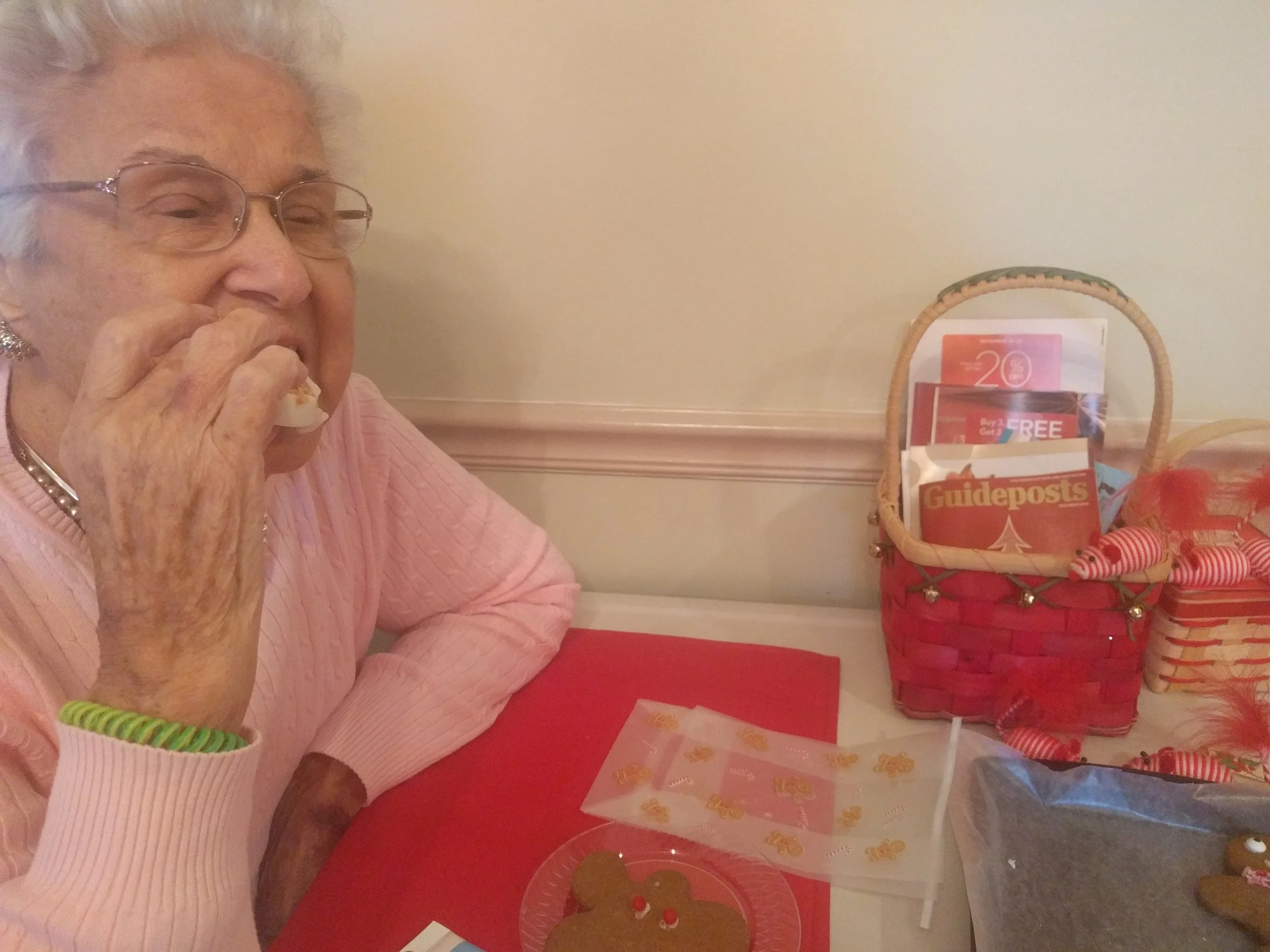Grandmom gets the first bite!