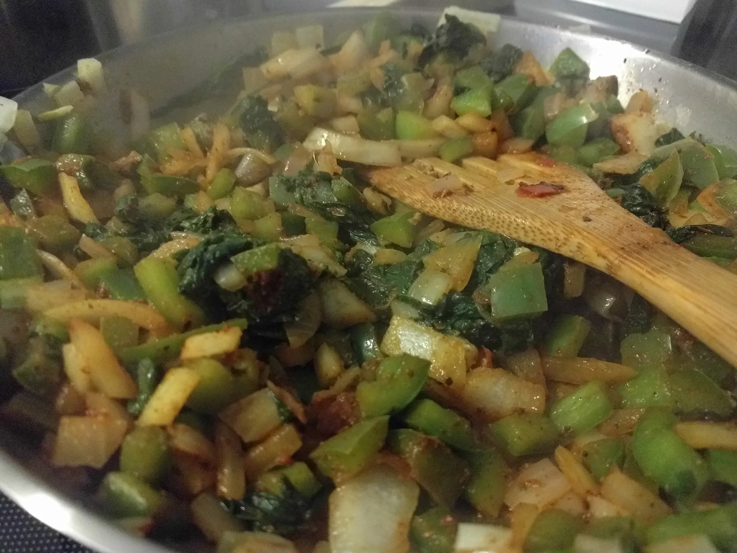 Second pan with veggies! Yum! See how I snuck that spinach in?!