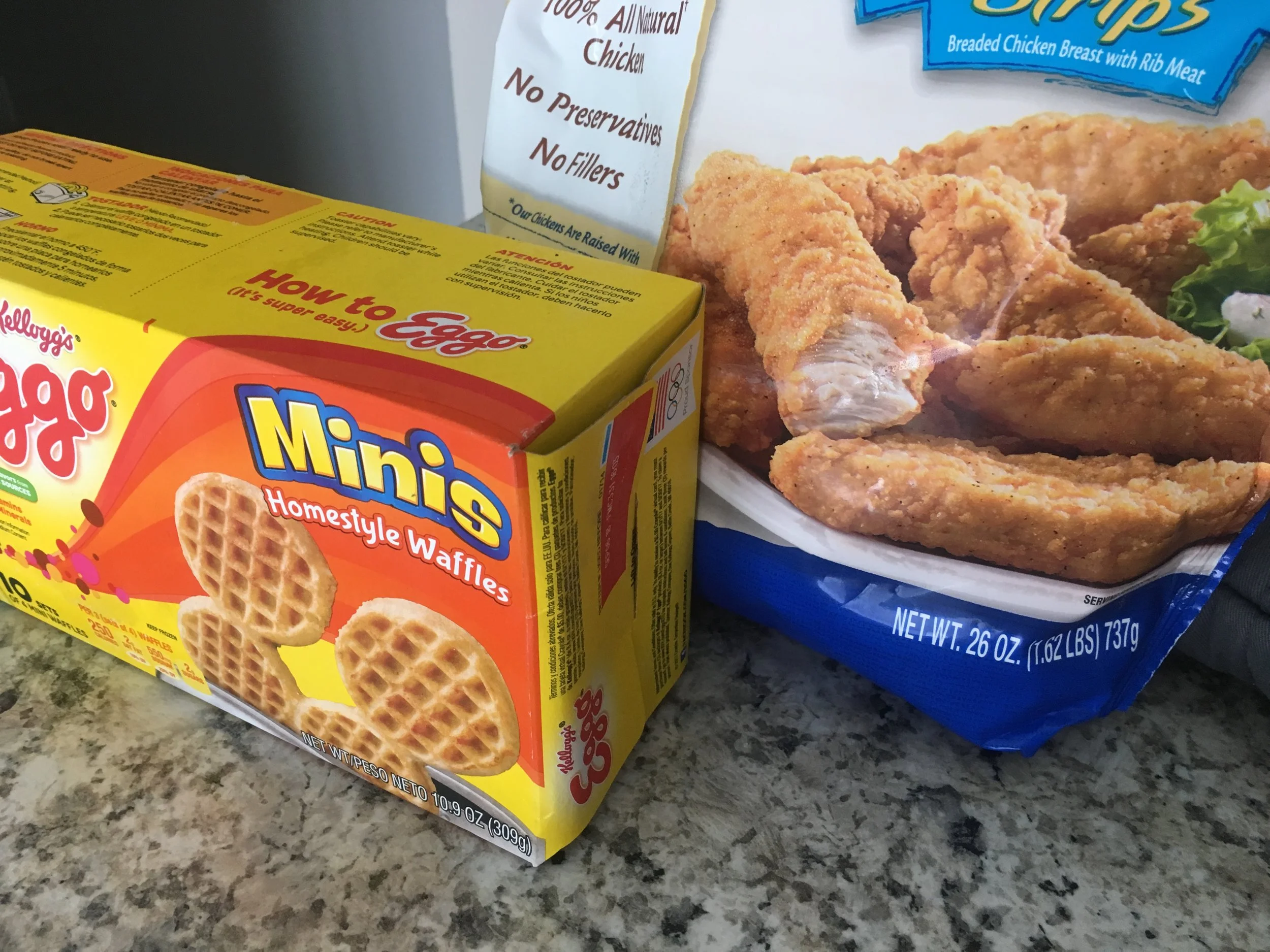 This would probably be even tastier if you took the time to fry your own chicken and make your own waffles, but no 9 month pregnant lady got time for that!