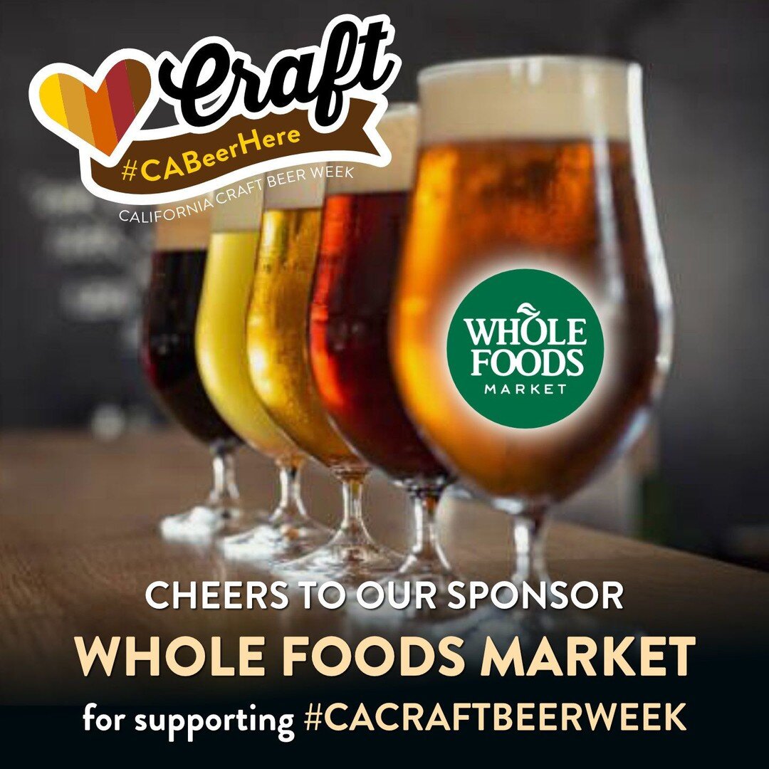 The Central Coast Brewer's Guild wants to give a big CHEERS to title sponsor @WholeFoods for making #CACraftBeerWeek possible, a celebration of local, independent craft breweries in (insert region/city) and throughout the state! 🍻 #CABeerHere