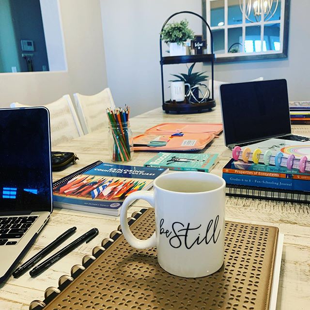 BE STILL. A morning reminder and a daily decision. Sometimes it seems impossible, but at the end of the day it is a choice! My table is covered in books, as we dive into another year of homeschooling. My computer is filed with emails to respond to re