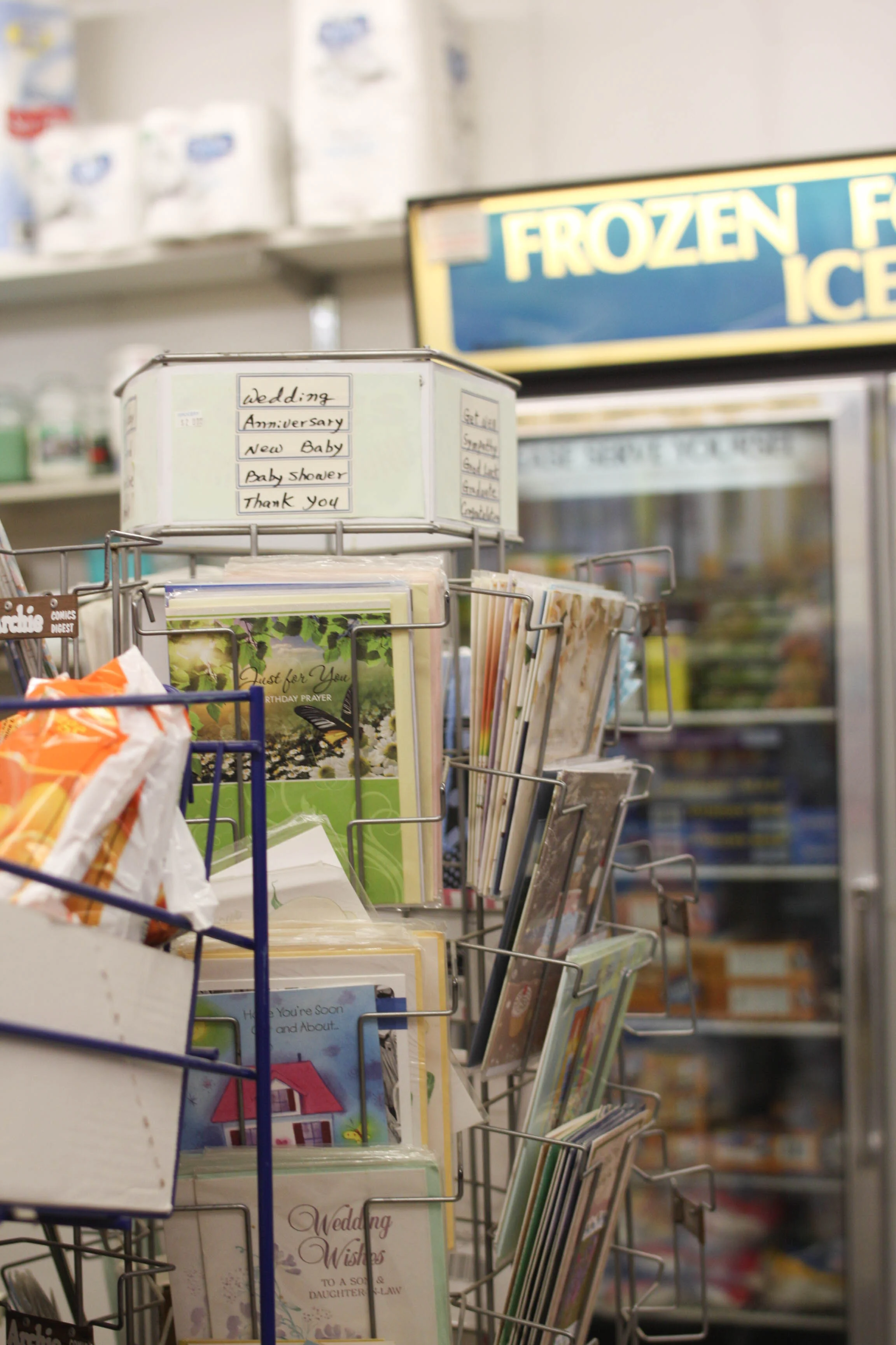 Cards for various occasions and frozen goodies at Y-Not on Ellice.