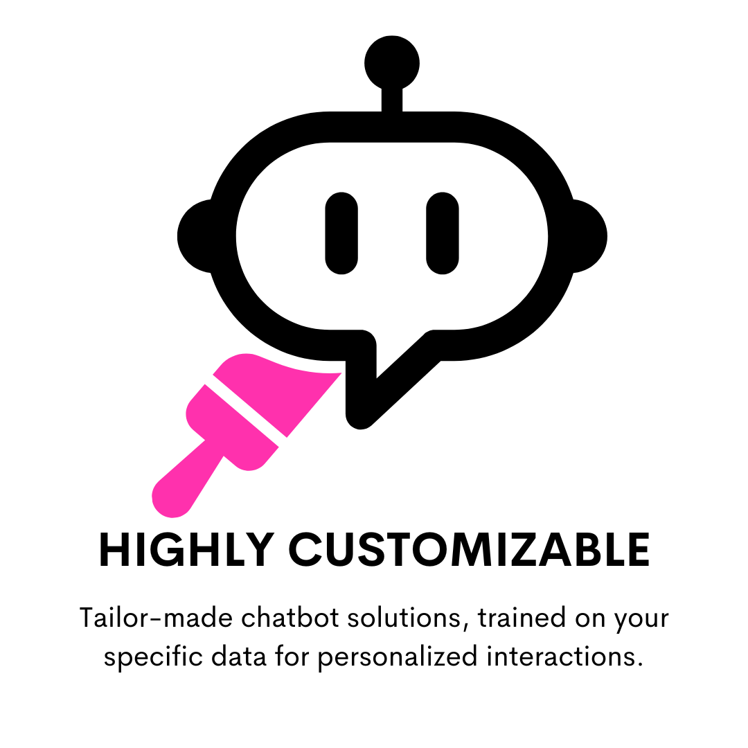  Highly customizable tailor-made chatbot solutions, trained on your specific data for personalized interactions. 