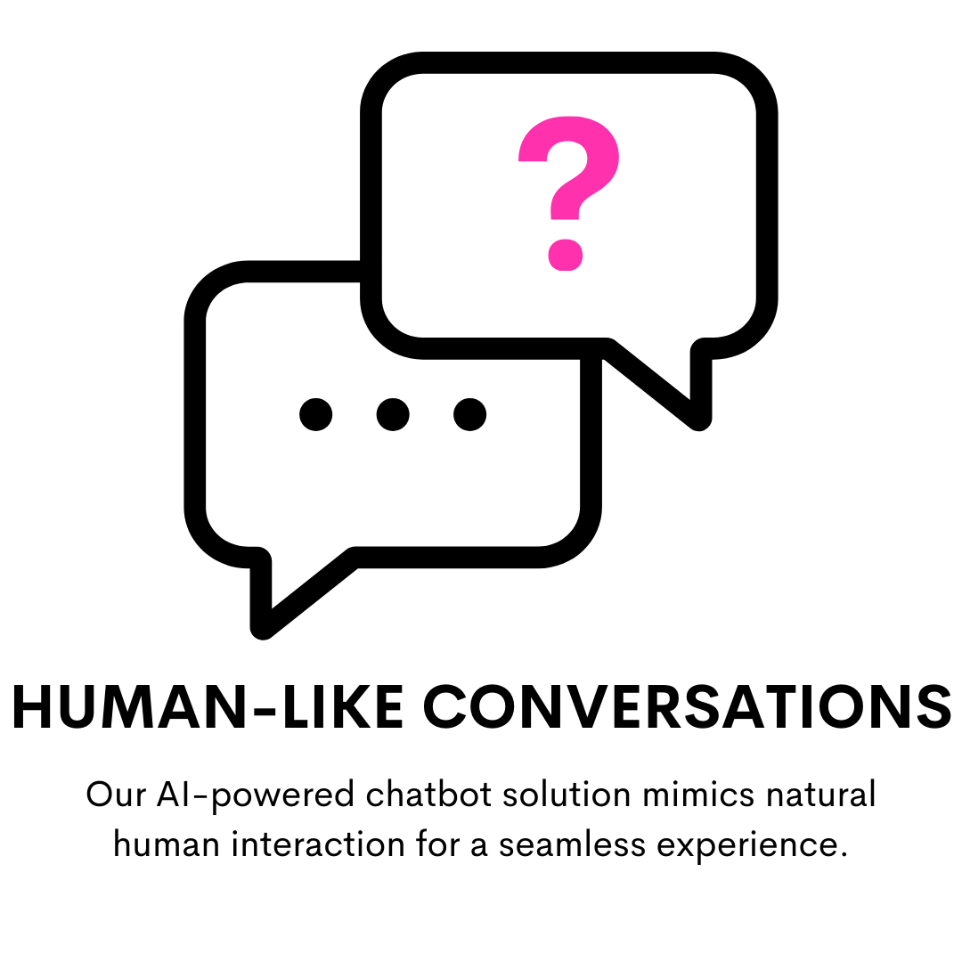  Human-like conversations. Our AI-powered chatbot solution mimics natural human interaction for a seamless experience. 