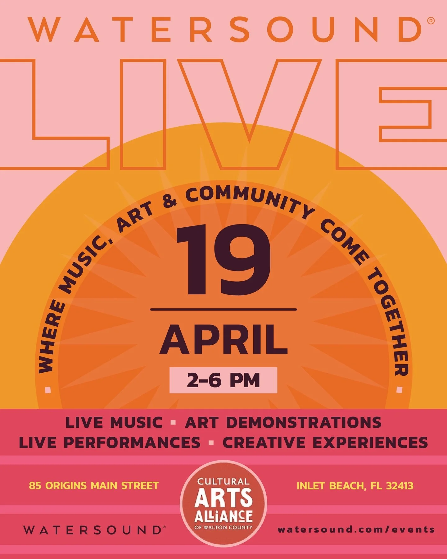 Got plans this Sunday?
I&rsquo;ll be Live Painting + selling prints alongside other local artists at Watersound Live! Come join us for some art, music &amp; good hangs. 🌅🕶️

Sunday, April 19
2-6 PM
Watersound Pavilion
85 Origins Main St. Inlet Beac