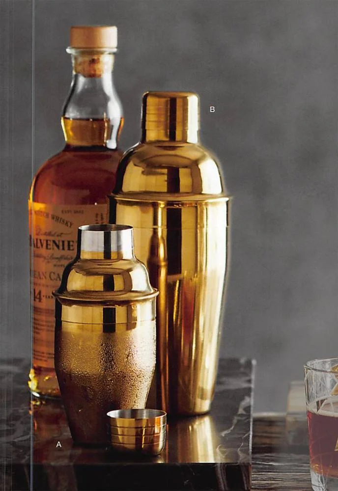 gilded cognac shakers
