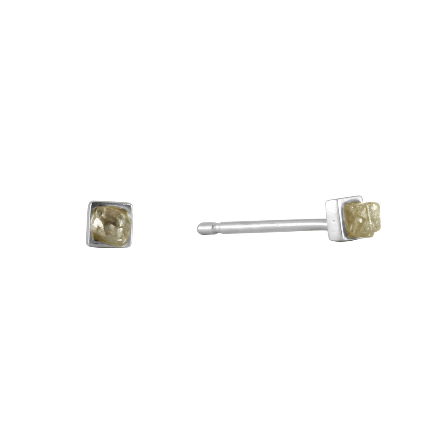 rough diamond silver earrings cube grey simple gift for her jewellery