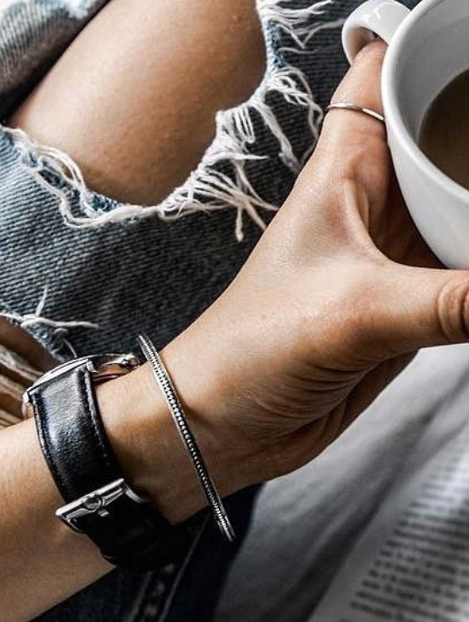 patterned silver bangle