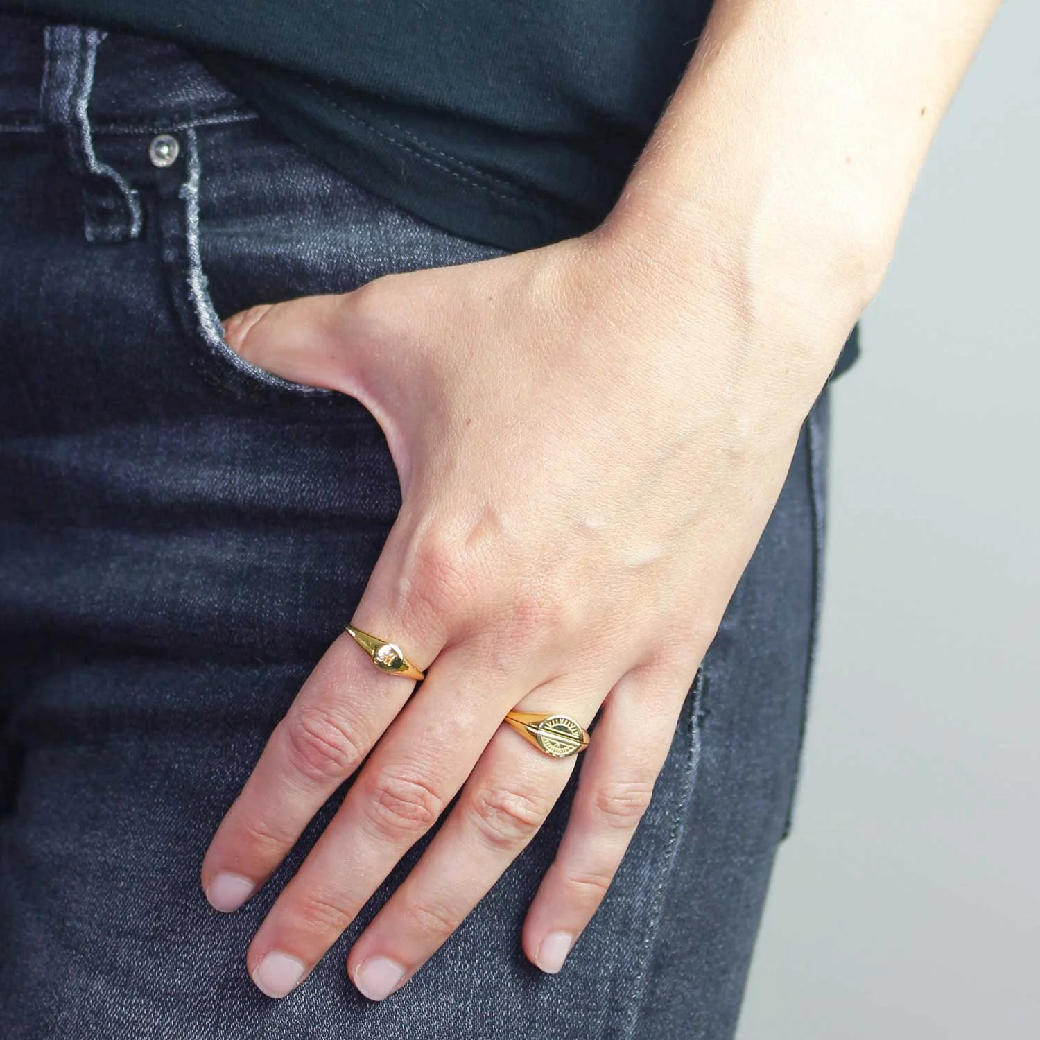 Gold Sun Moon Rings — Jewellery