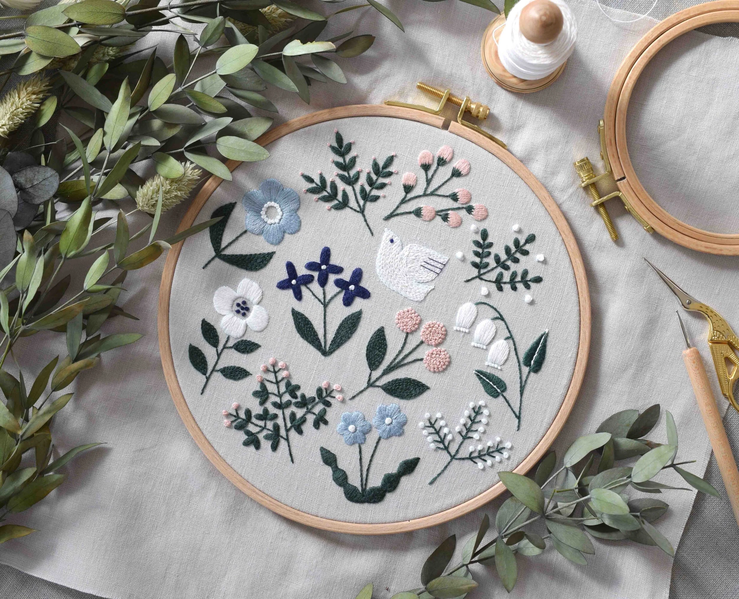 草花のワンポイント刺繍1DAYレッスン