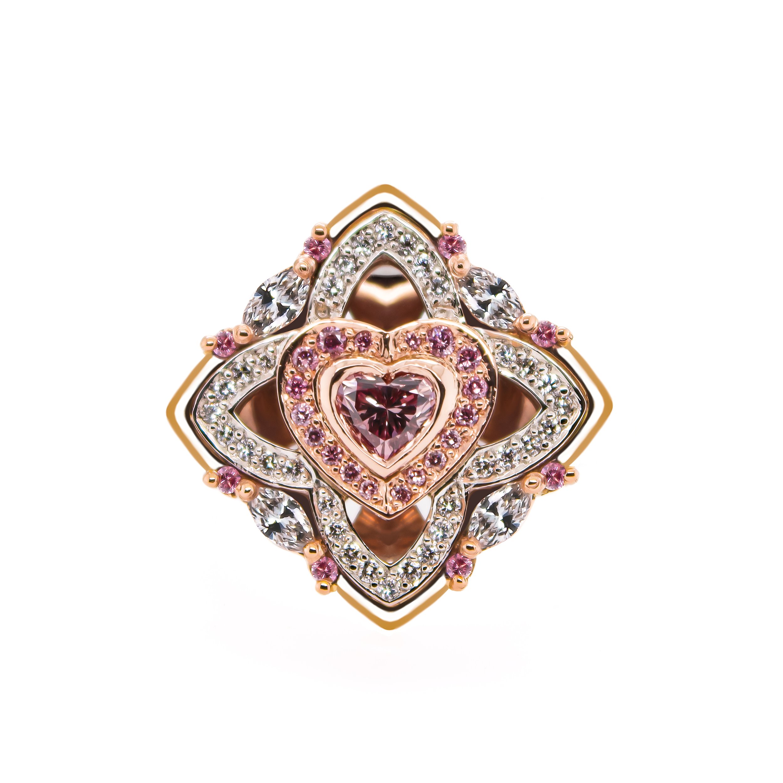 Argyle Pink Heart Shaped Diamond Ring