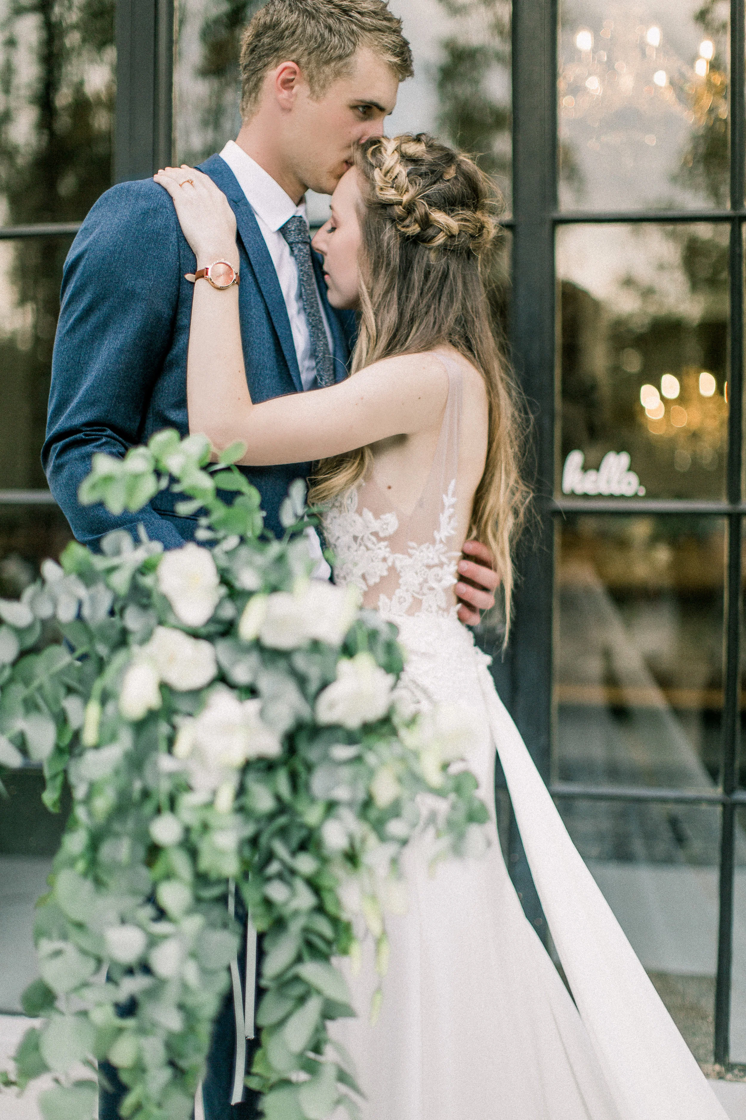 Lace on timber wedding