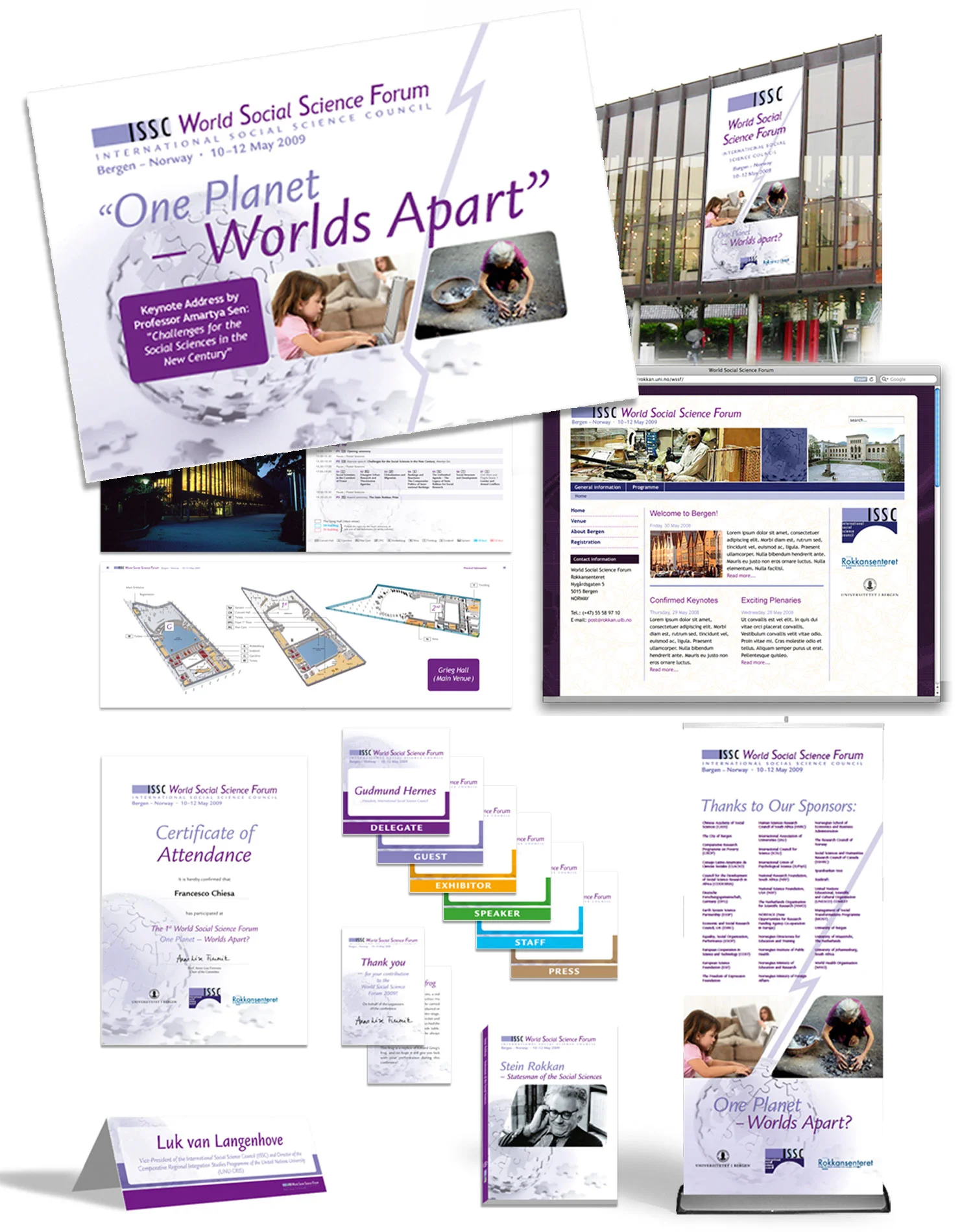 Marketing communications, ephemera and conference programme for World Social Science Forum, Bergen, 2009. Client: K&K