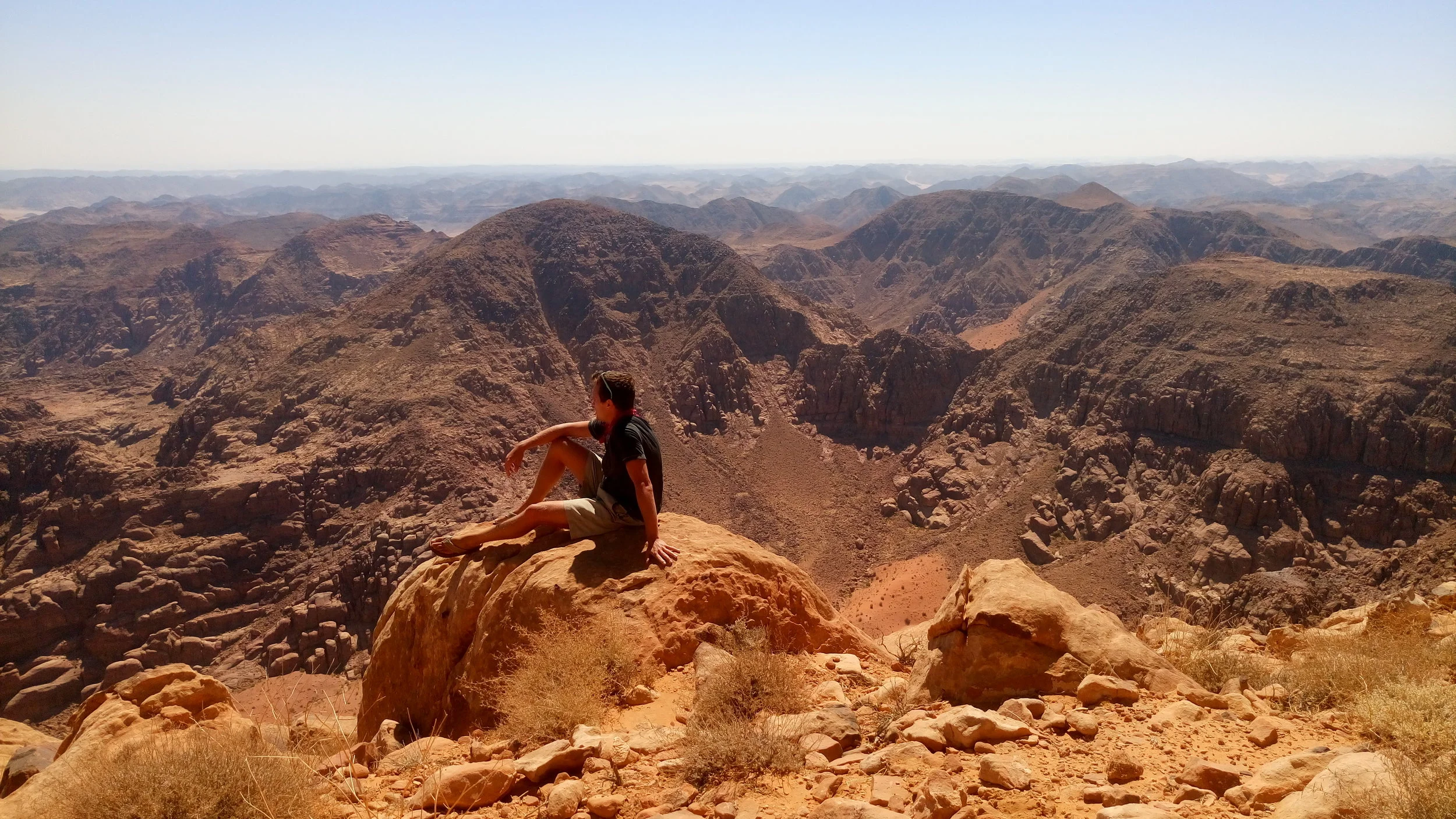 View from the highest point in Jordan. Saudi Arabia in the distance.