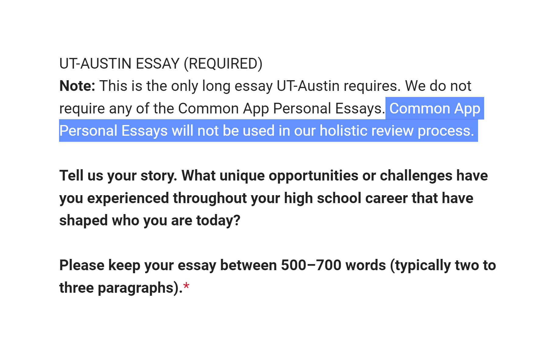 university of texas austin essay requirements