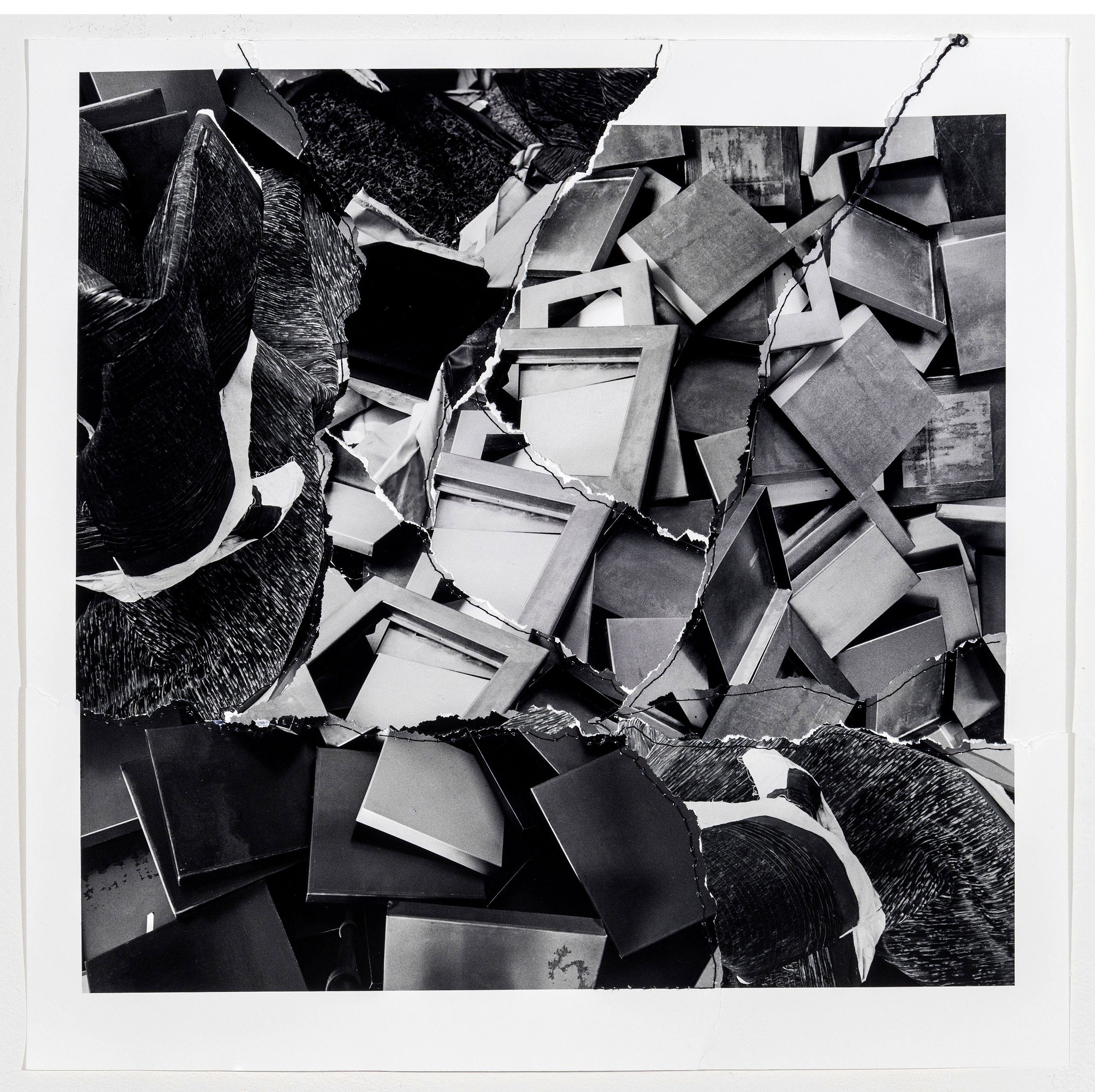  #37   2014-2018   Collaged selenium toned silver gelatin prints with thread   18-3/4” x 19”  