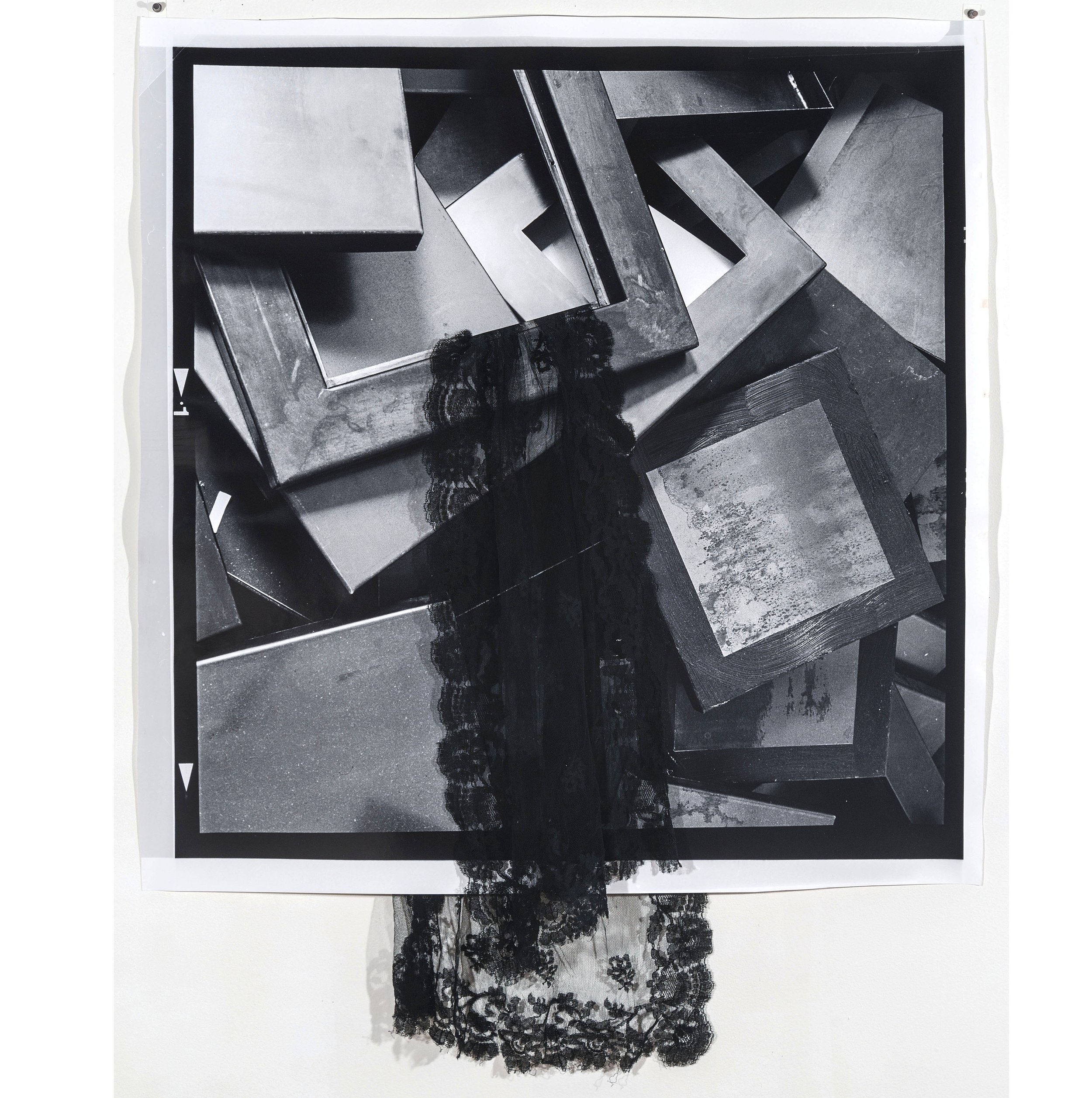  #1    2011-2015   Collaged Selenium toned silver gelatin prints with Spanish lace mantilla and thread   34” x 34”    