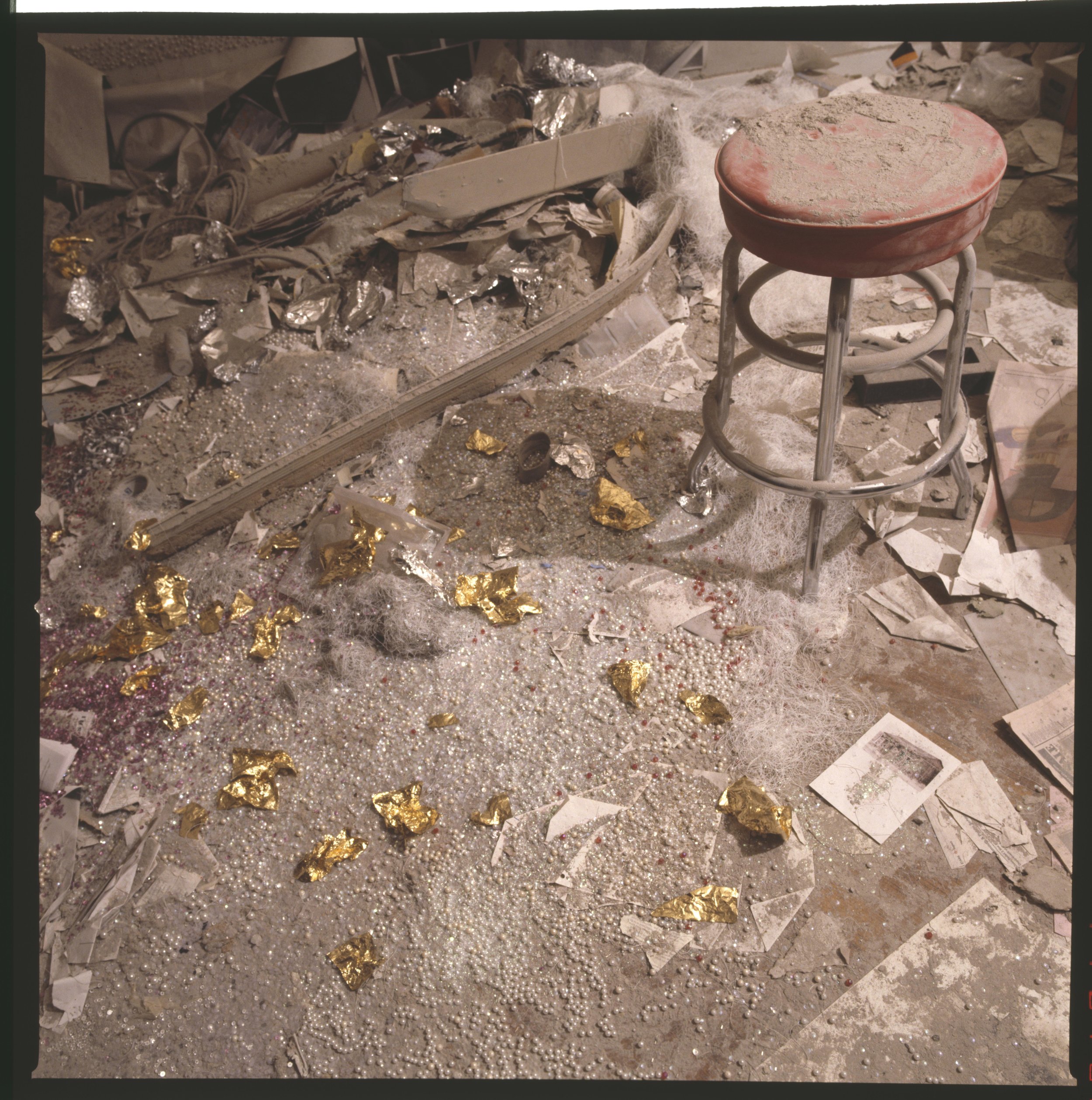  A series of photographs taken with Elena del Rivero’s materials in her studio after it was destroyed during 9/11. 