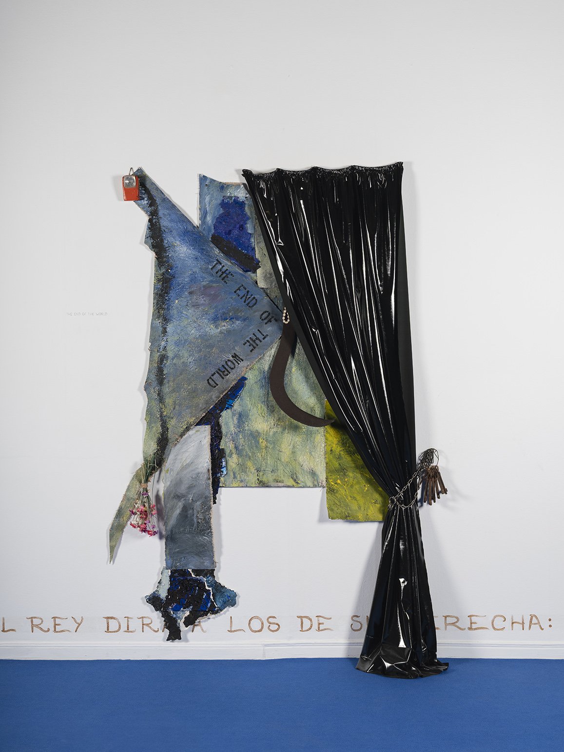   THE END OF THE WORLD 1990’s-2025   Assemblage with fragment so 1990’s paintings and found objects in San Pedro Vilar de Bande, Ourense, Spin as part of the project La Quema  200x 140 cms 