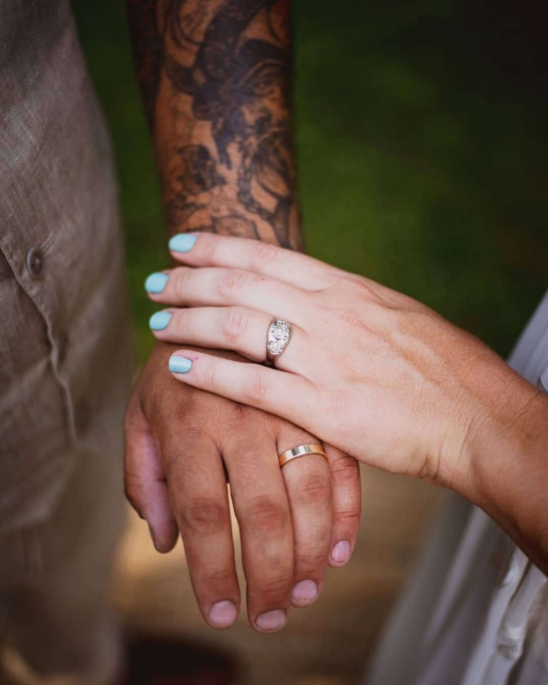 6 months 💕 
.
.
.
Both our rings came from @bijouofkatonah 💎 We had mine custom designed with gold from dad's wedding band &amp; heirloom diamonds from Will's great grandma.
.
I wanted a band that could stand on it's own so I wouldn't have to worry