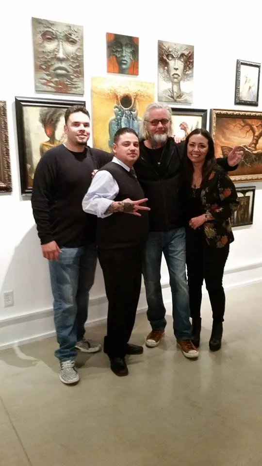 from left; Santa Fe artist Michael E. Martinez, Keep Contemporary owner Jared Trujillo, Victor Whitmill, Corinne Whitmill