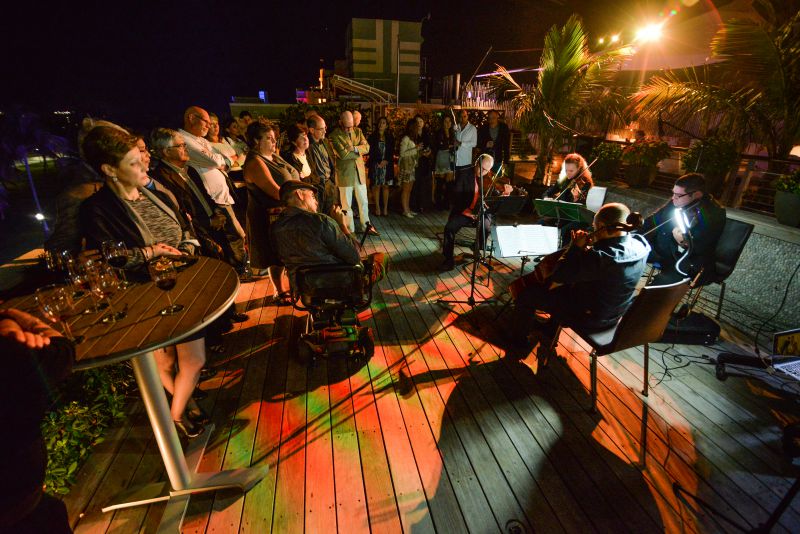 The Amernet Quartet performs music of Holocaust composers, at a JAHLIT Conference - on the Ocean View Deck of The Betsy Hotel