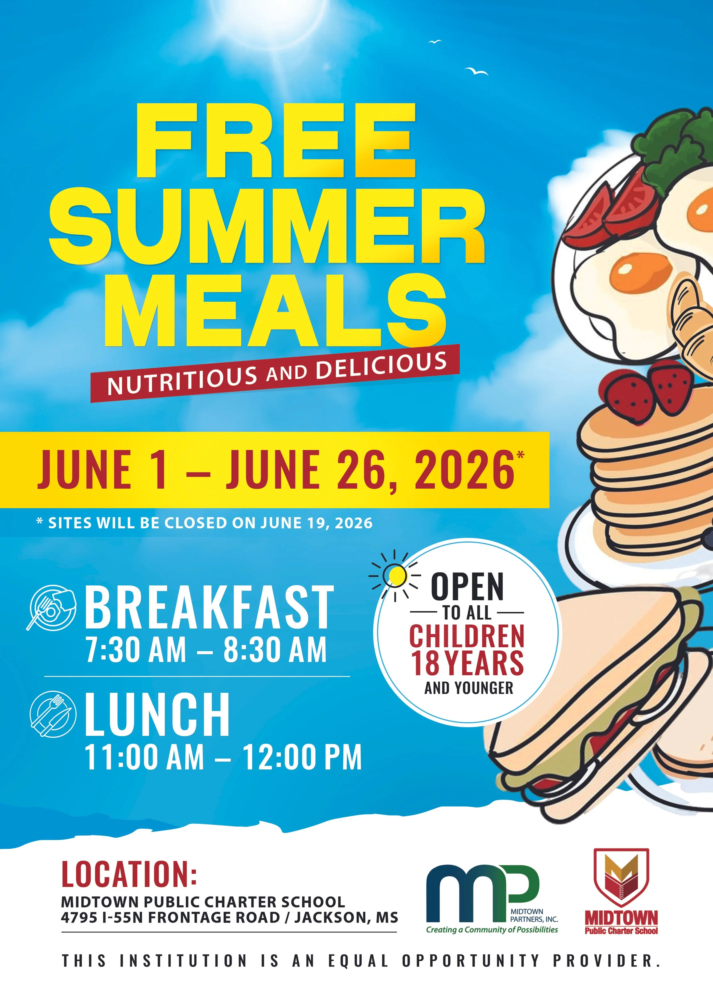 Free Summer Meals June 1 - June 26, 2026