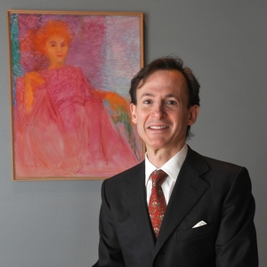 Pianist and author Bruce Levingston in front of Marie Hull’s ‘Pink Lady.’ Photo: Rick Guy