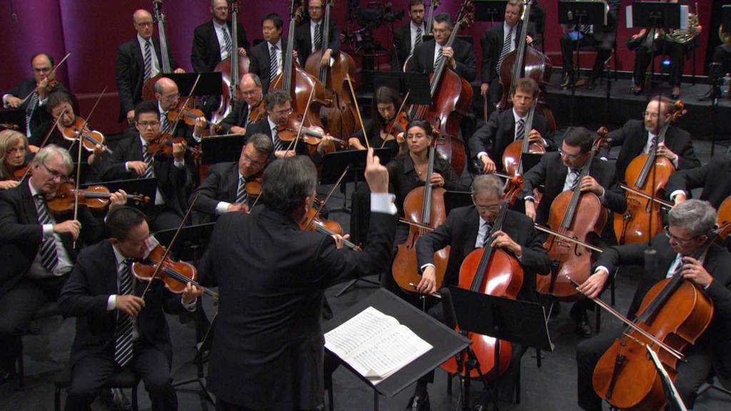 Schwarz conducting the All Star Orchestra