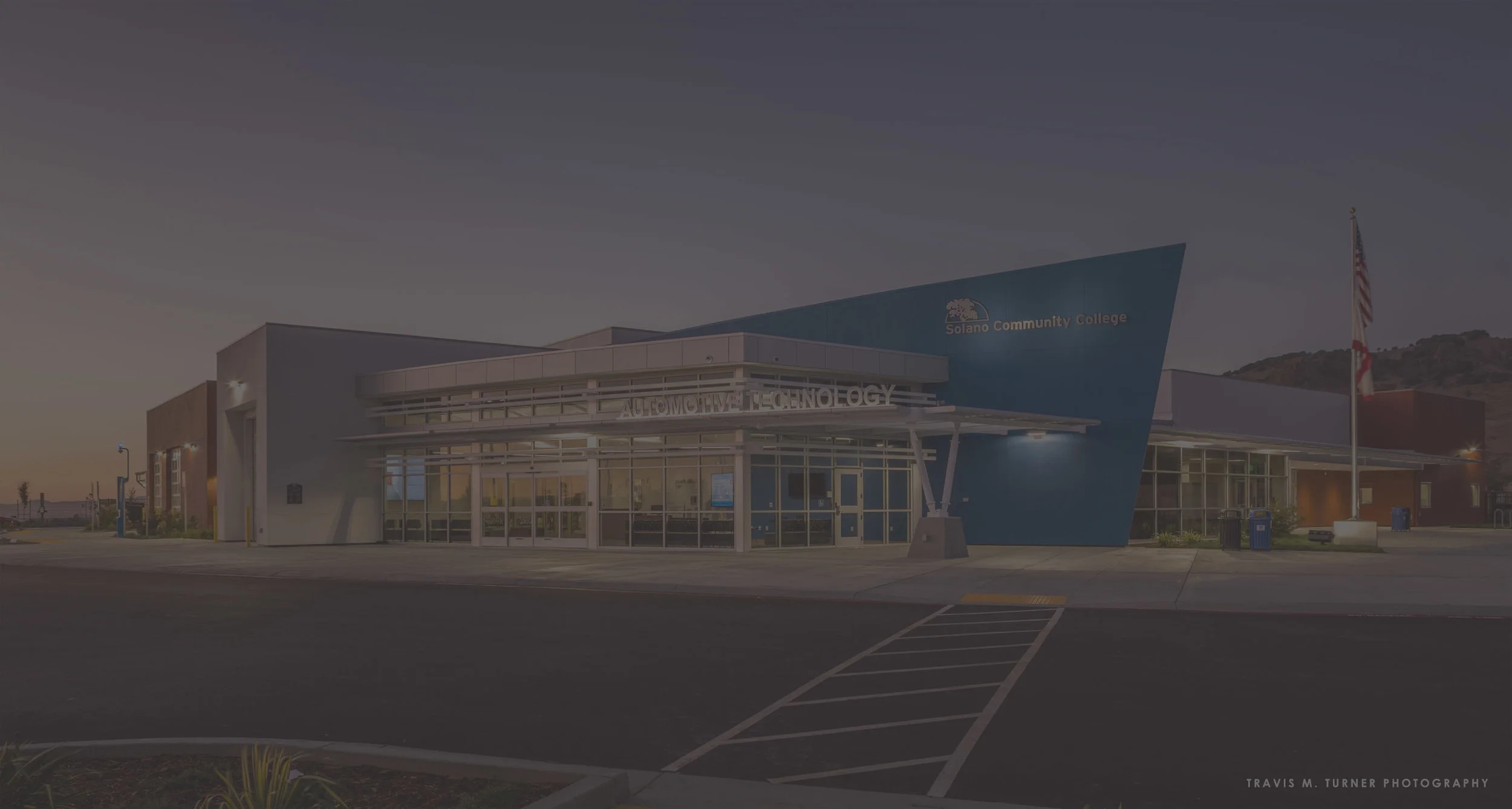 As part of the Clark & Sullivan design build team and in collaboration with JK Architecture, murakami/Nelson developed the design for a new 34,000 s.f. Automotive Technology Center at Solano Community College’s Vallejo Campus. Neighboring communities will now have access to a cutting-edge facility that will train students for well-paying careers in the automotive repair and service industry. The career-technology center houses automotive instructional bays, automotive testing areas, a manufacturer's display area, offices, classrooms, student lounge and a tutoring center. In addition to providing a state of the art learning environment, the facility has earned a LEED Gold rating.