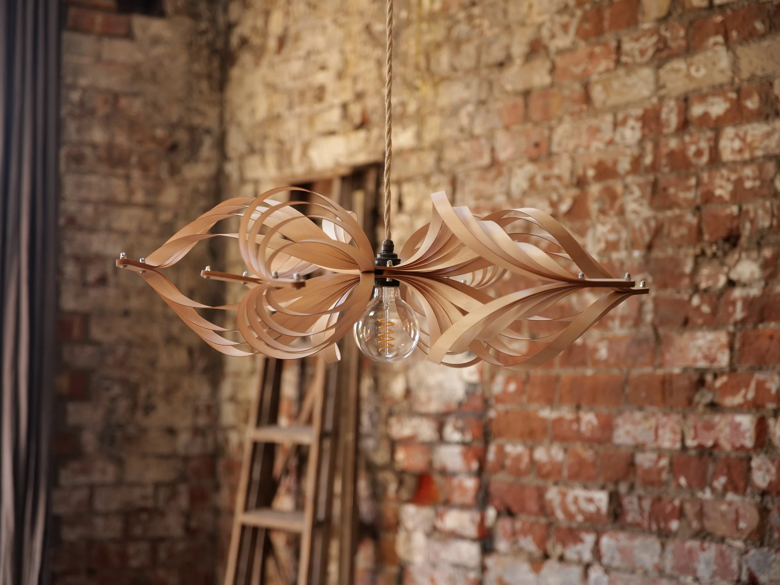 petal luxury bespoke bent wood sculptural lampshade henry collins la schmoove design studio