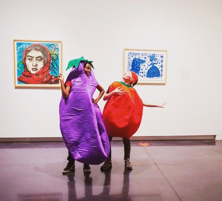 ATTENTION SPEAKERS! #throwbackthursday alert!🍅🍆🥕 Throw back to vegetable days! SPEAK members Lerato Osnes and Uli Miller performed skits about the Drawdown Solutions at the CU Art Museum! 🍎🥦🌽
.
.
#throwback #vegetablesofinstagram #performativea