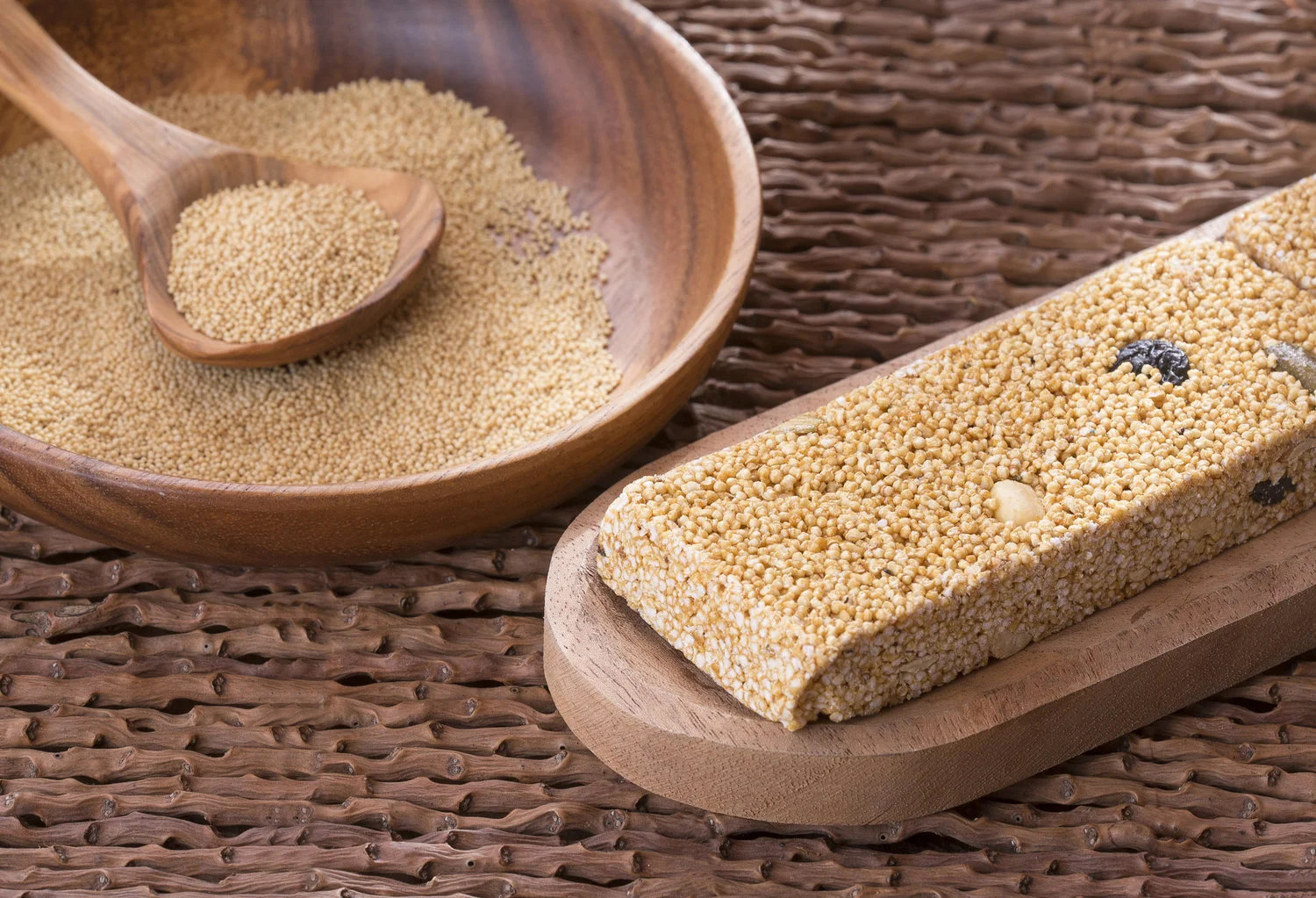 This photo is a picture of traditional Alegria. The recipe below includes cocoa and pecans.